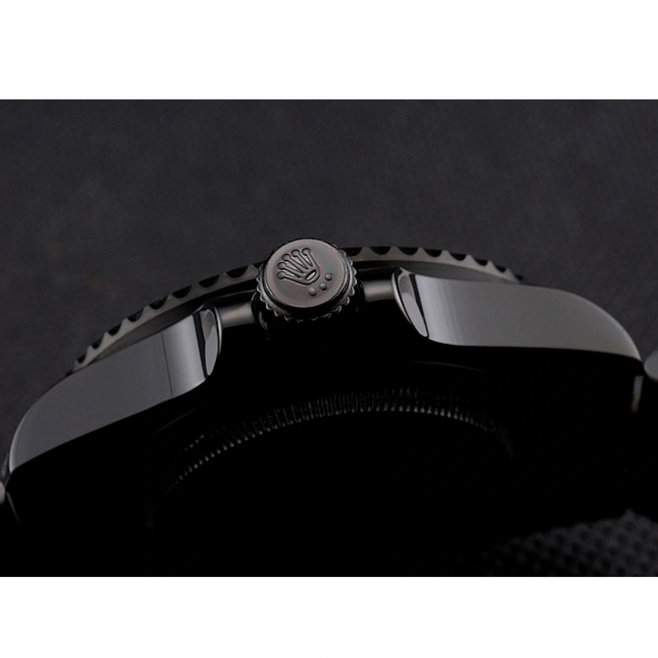 MiroTime 1025 Rolex Bamford Submariner Black Dial Roman Numerals Black Ionized Case And Bracelet